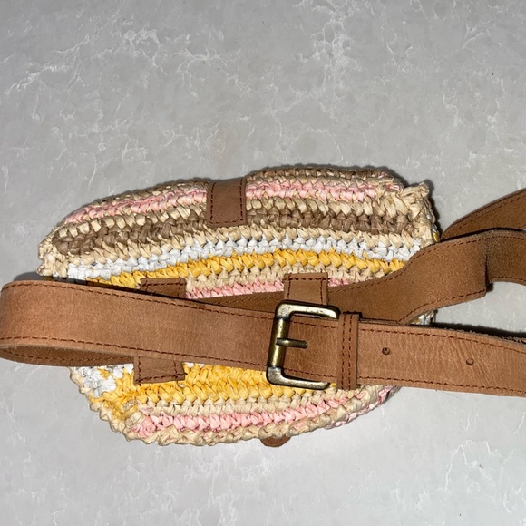 EUC SUNDANCE Anabaglish Catalonia Straw Belt Bag Striped Multi Fanny Sling - Picture 3 of 8